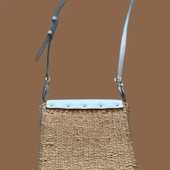 Tory Burch Woven Tan and Cream Crossbody Bag - Picture 3 of 5